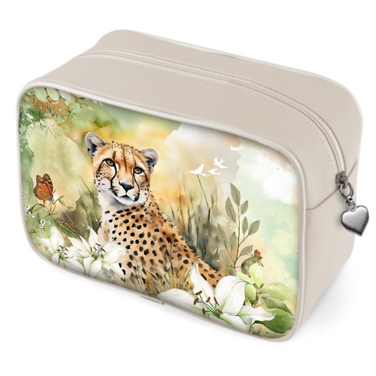 Toiletry Bag - Cheetah and Lily Elegance