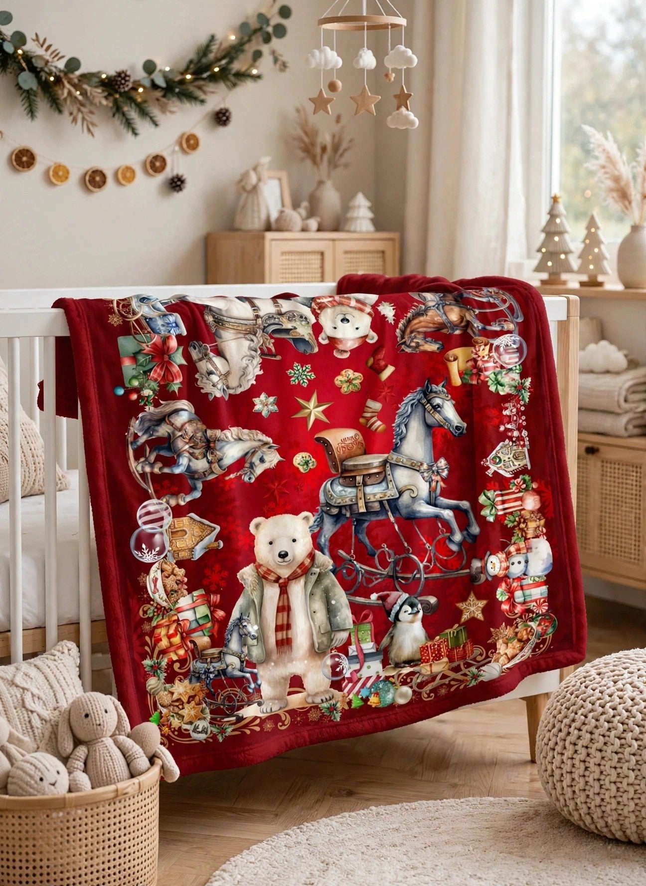 Kids Blanket - Teddy Christmas Carousel