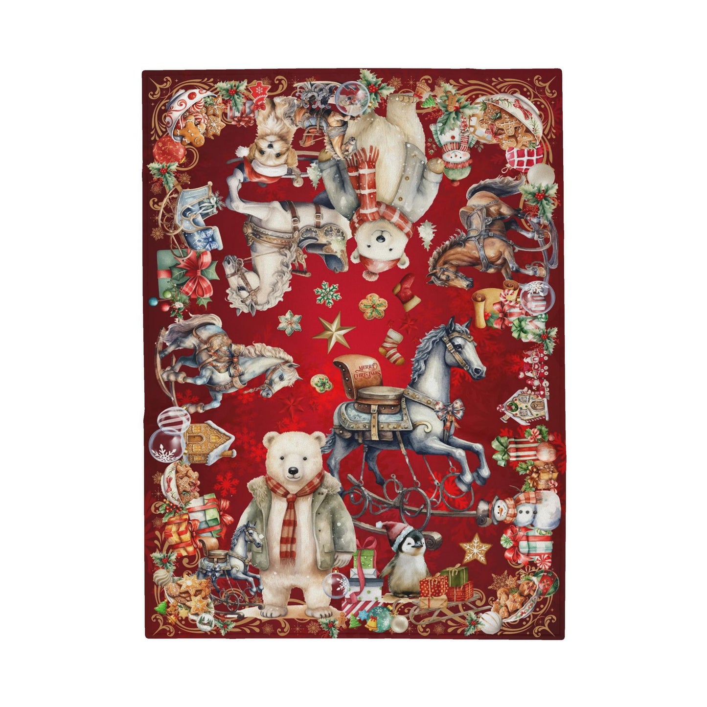 Kids Blanket - Teddy Christmas Carousel