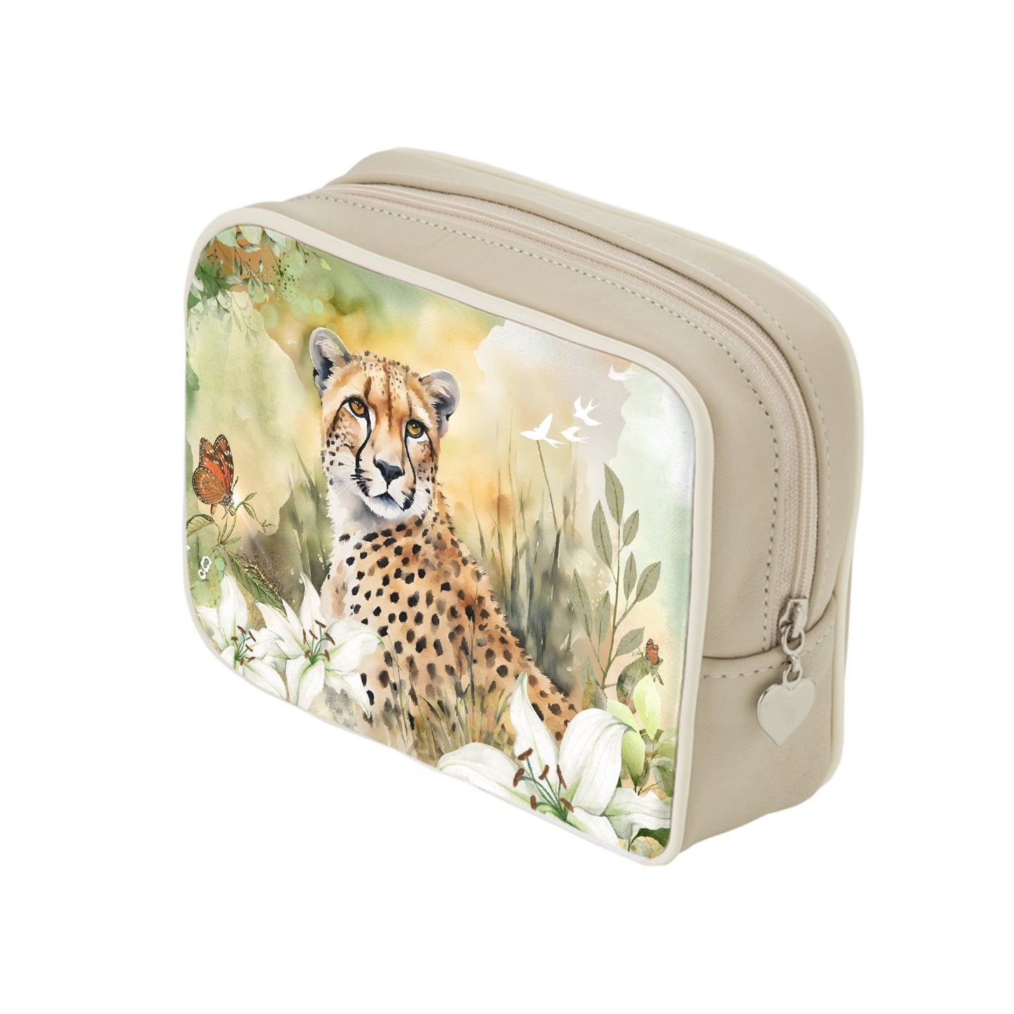 Make Up Bag - Cheetah in Whispering Lilies