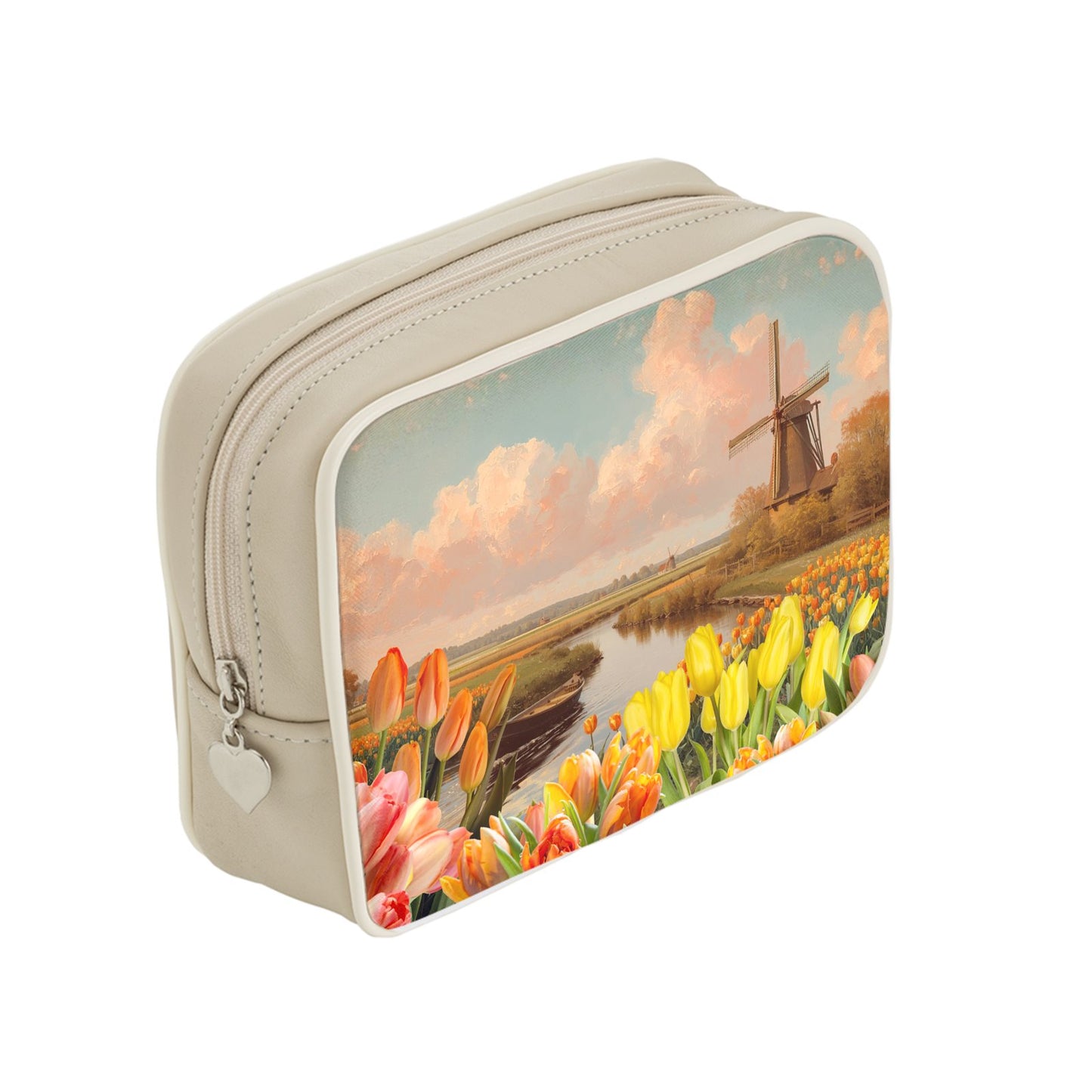 Make Up Bag - Dutch Windmill Serenade in Golden Tulip Fields