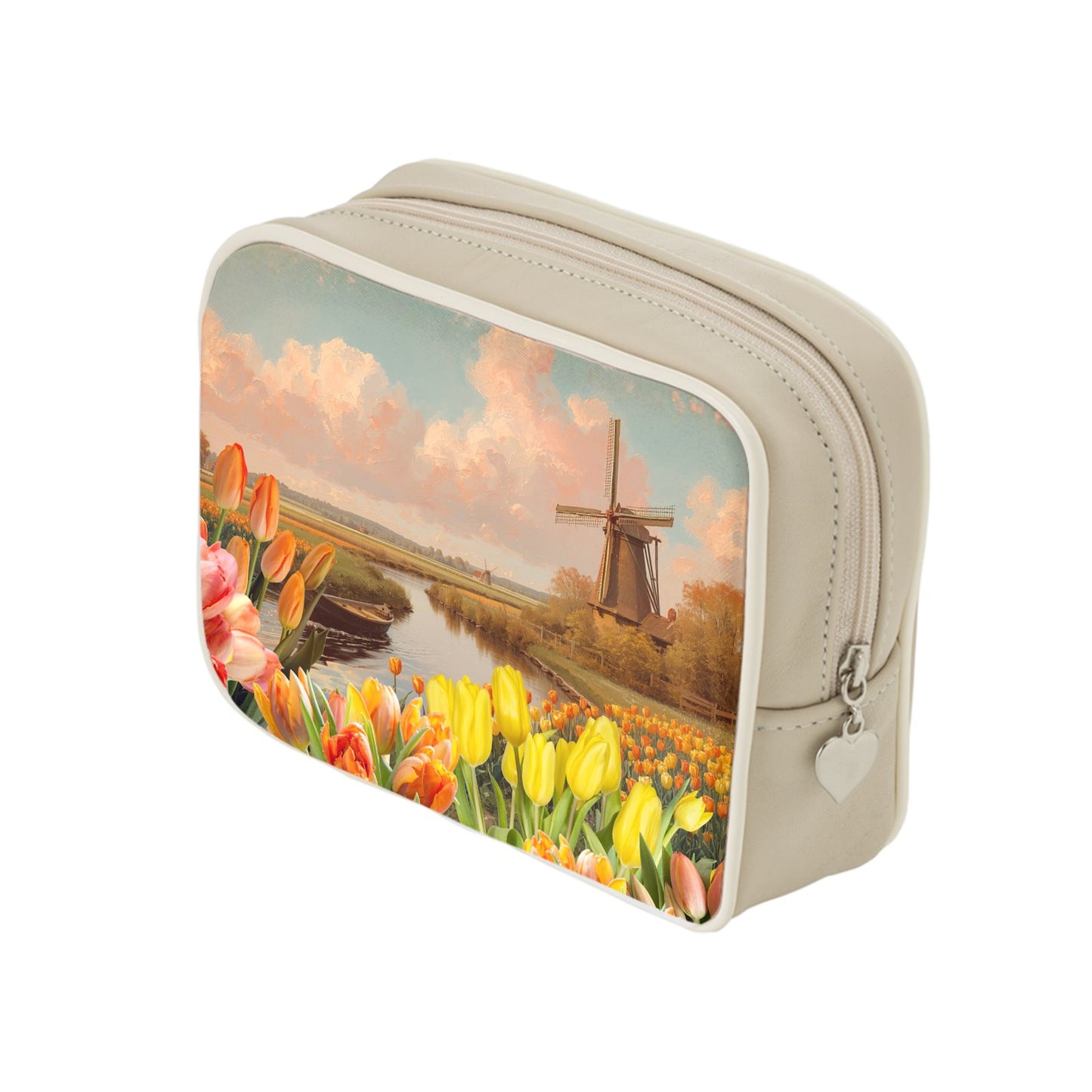 Make Up Bag - Dutch Windmill Serenade in Golden Tulip Fields