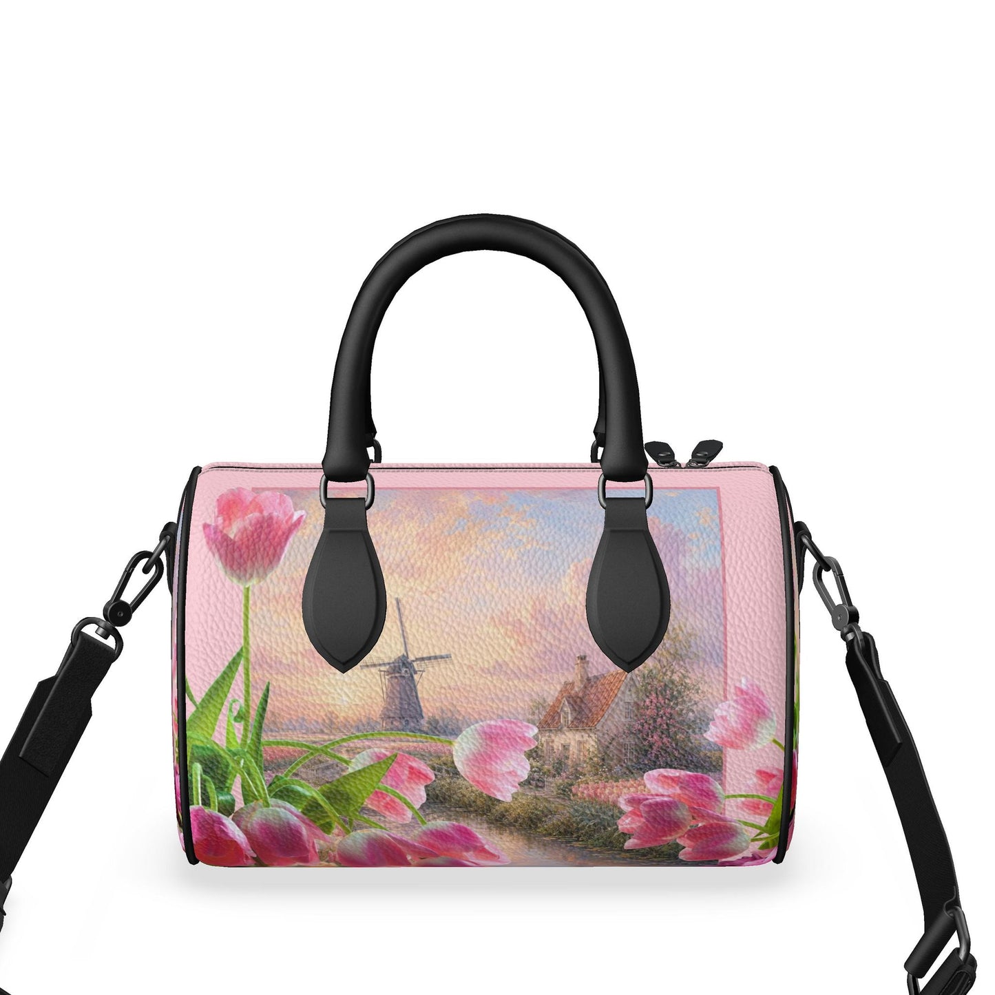 Mini Denbigh Duffle bag - Romantic Dutch Canal & Pink Tulip Ensemble