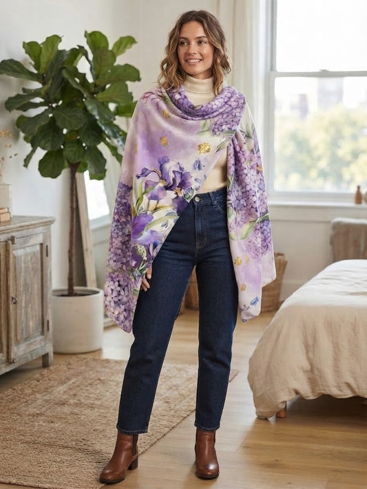 Blanket Scarf - Fleur de Lis & Iris