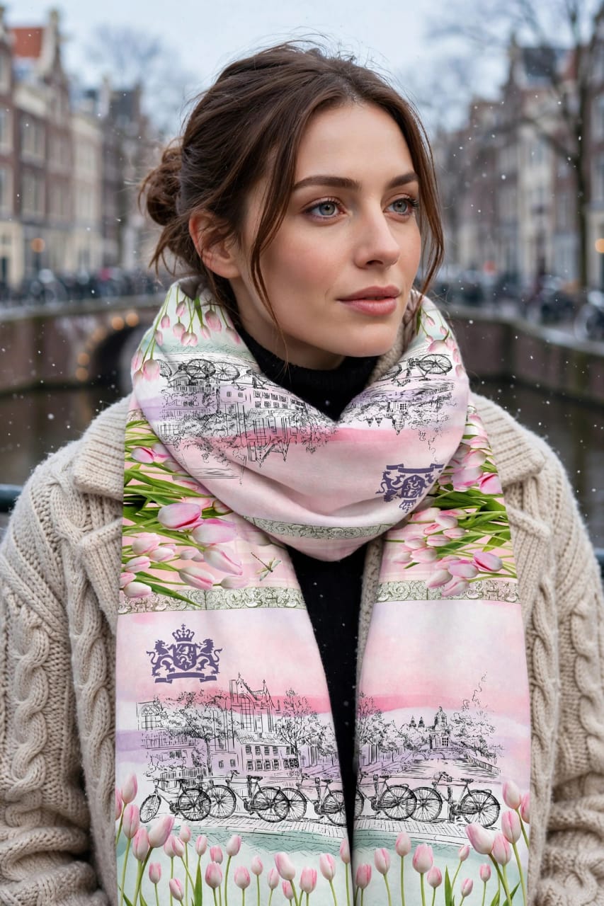 Blanket Scarf - The Amsterdam Canal & Tulip Heritage