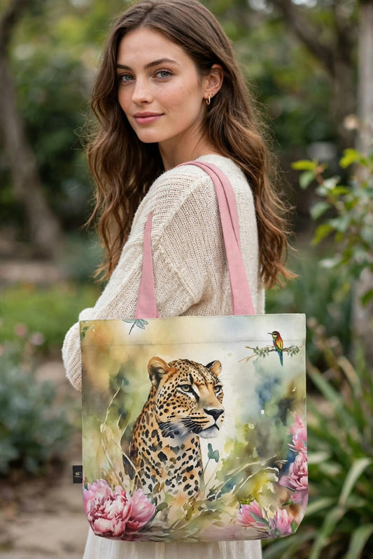 Everyday Tote Bag - Botanical Symphony of the Spotted Leopard