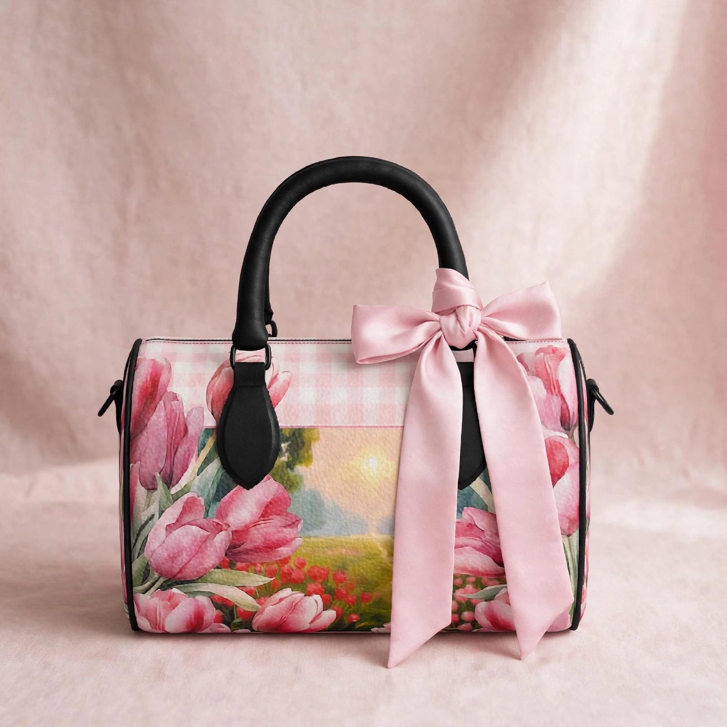 Handbag Scarf - Soft Blush Petal Silk Twilly