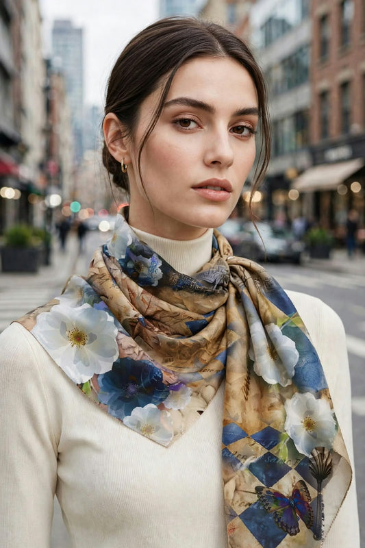 Silk Shawl - Iceberg Rose in Bloom