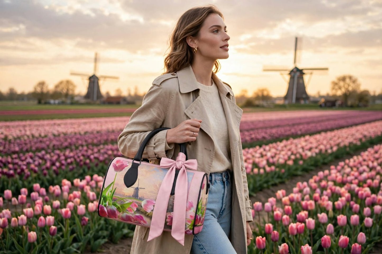 Handbag Scarf - Soft Blush Petal Silk Twilly