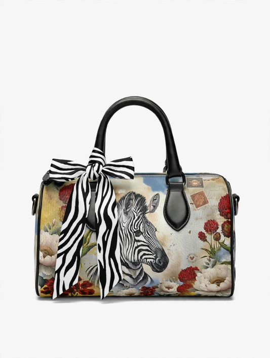 Handbag Scarf - Monochrome Monolith Zebra Silk Twilly