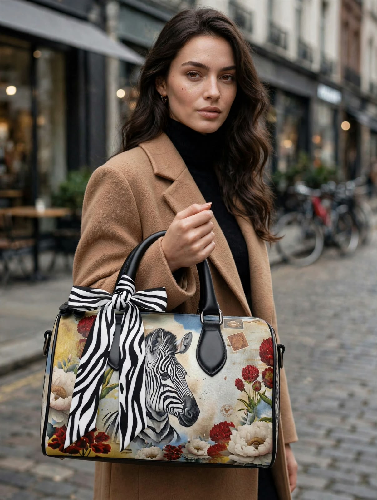 Handbag Scarf - Monochrome Monolith Zebra Silk Twilly