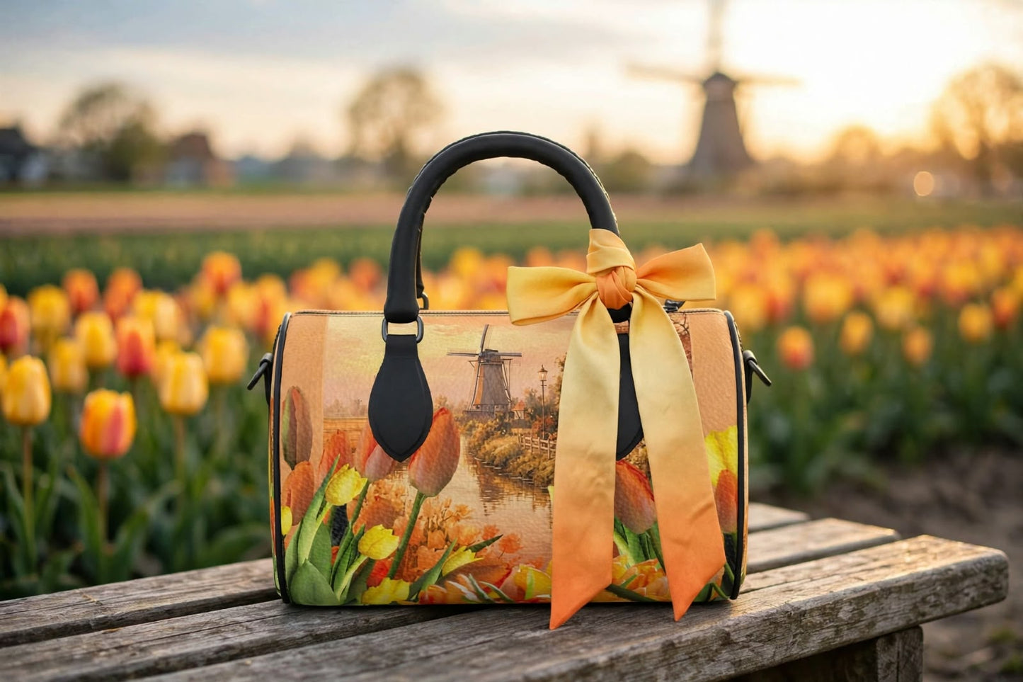Handbag Scarf - Solar Solstice Amber Silk Twilly