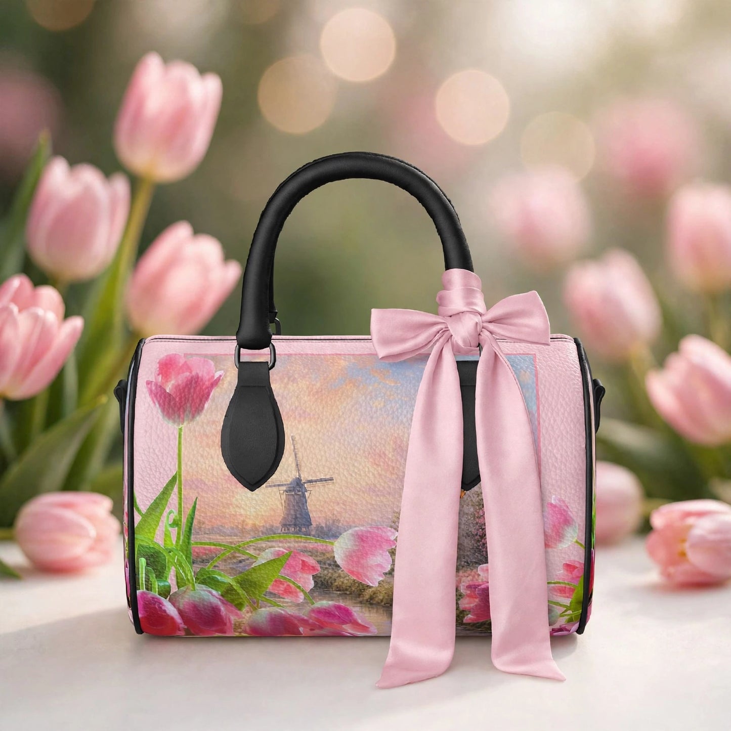 Handbag Scarf - Soft Blush Petal Silk Twilly
